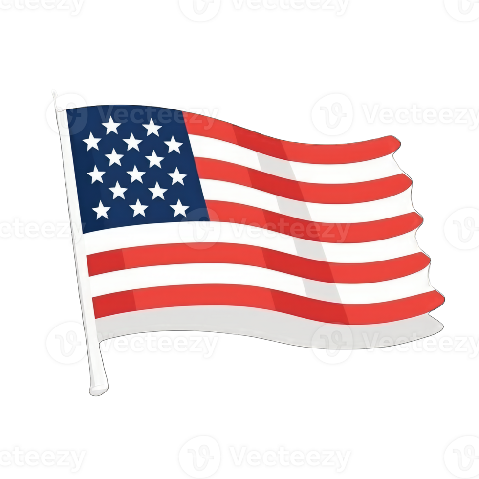 AI generated USA flag isolated on a transparent background png