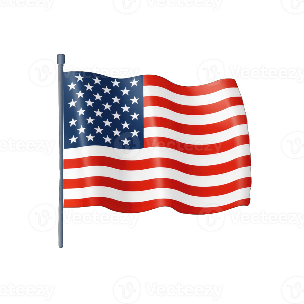 AI generated USA flag isolated on a transparent background png