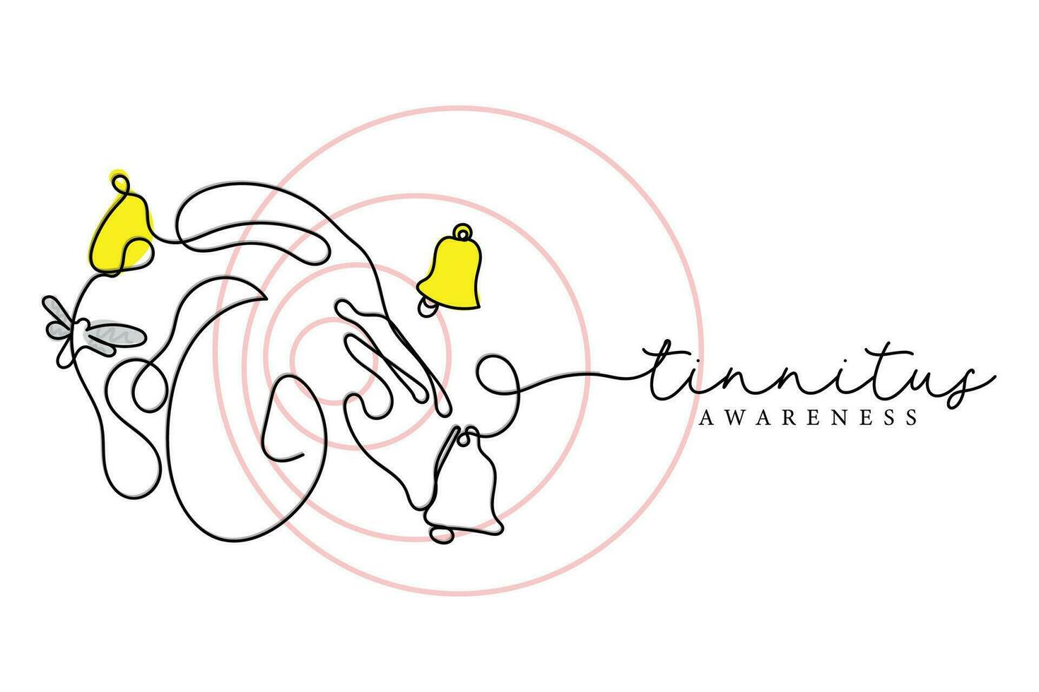 Ringing ears. Tinnitus awareness. vector