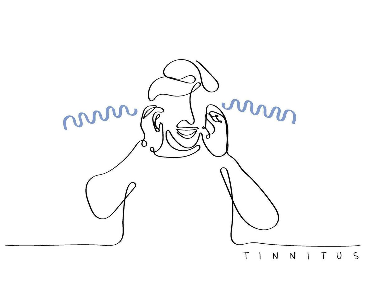 vector of a person suffering from tinnitus.