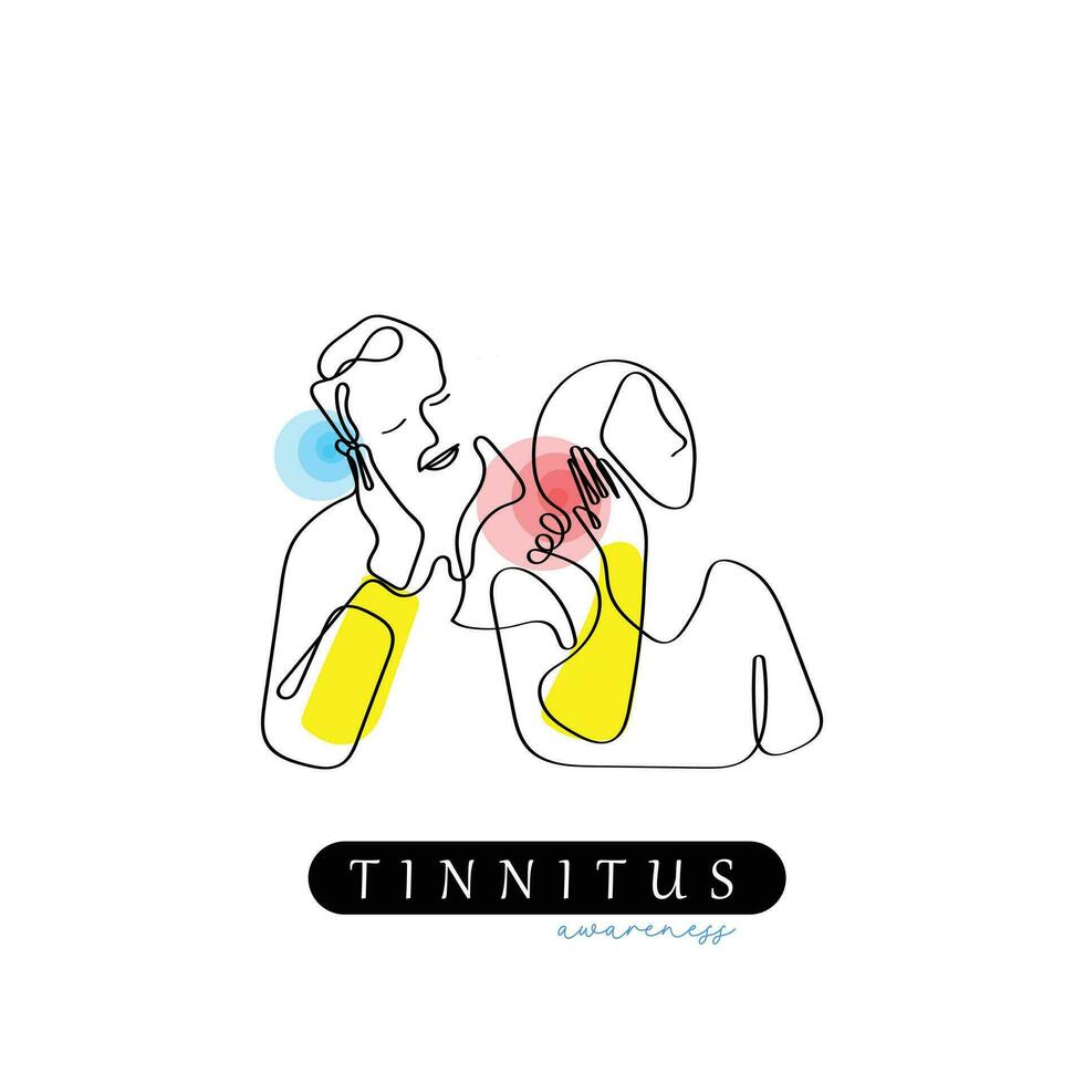 vector de un persona sufrimiento desde tinnitus.