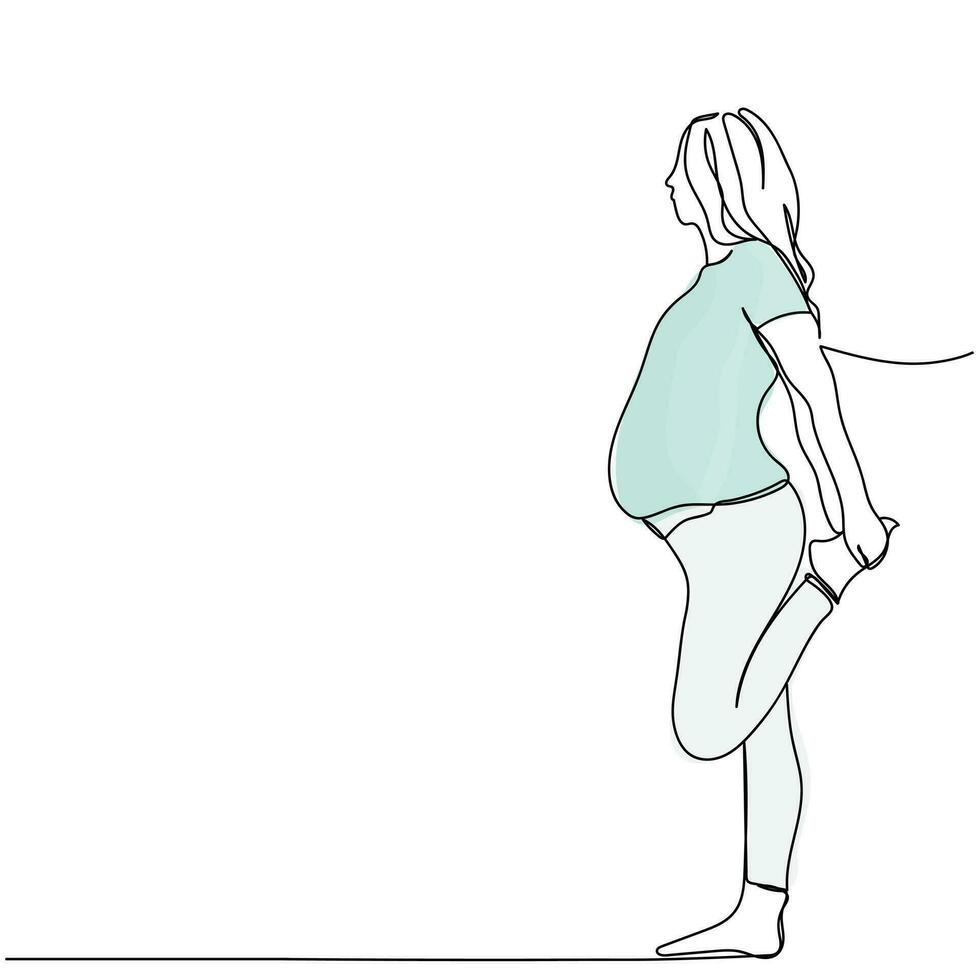 art drawing of a pregnant woman practicing yoga. vector