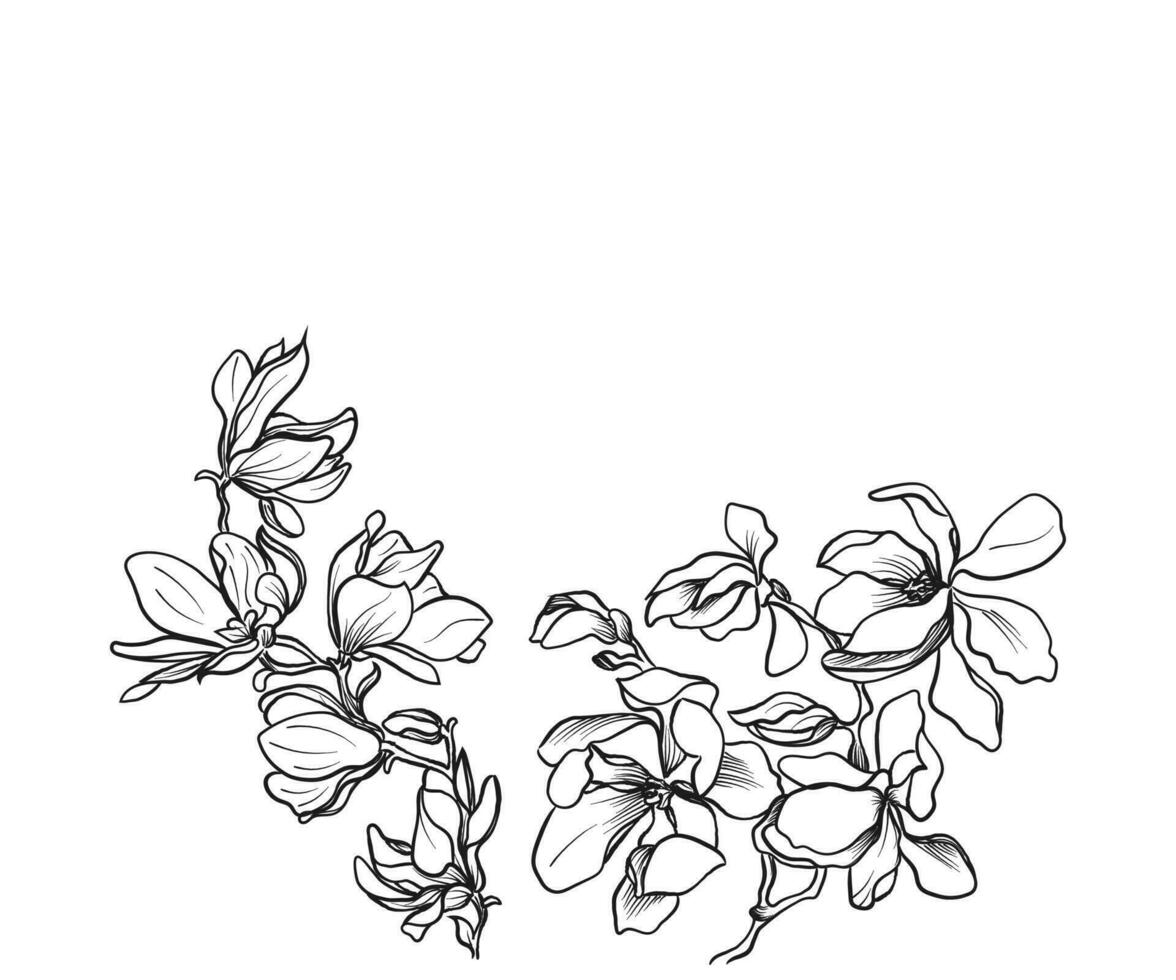 Abstract sketch of lilies. vector