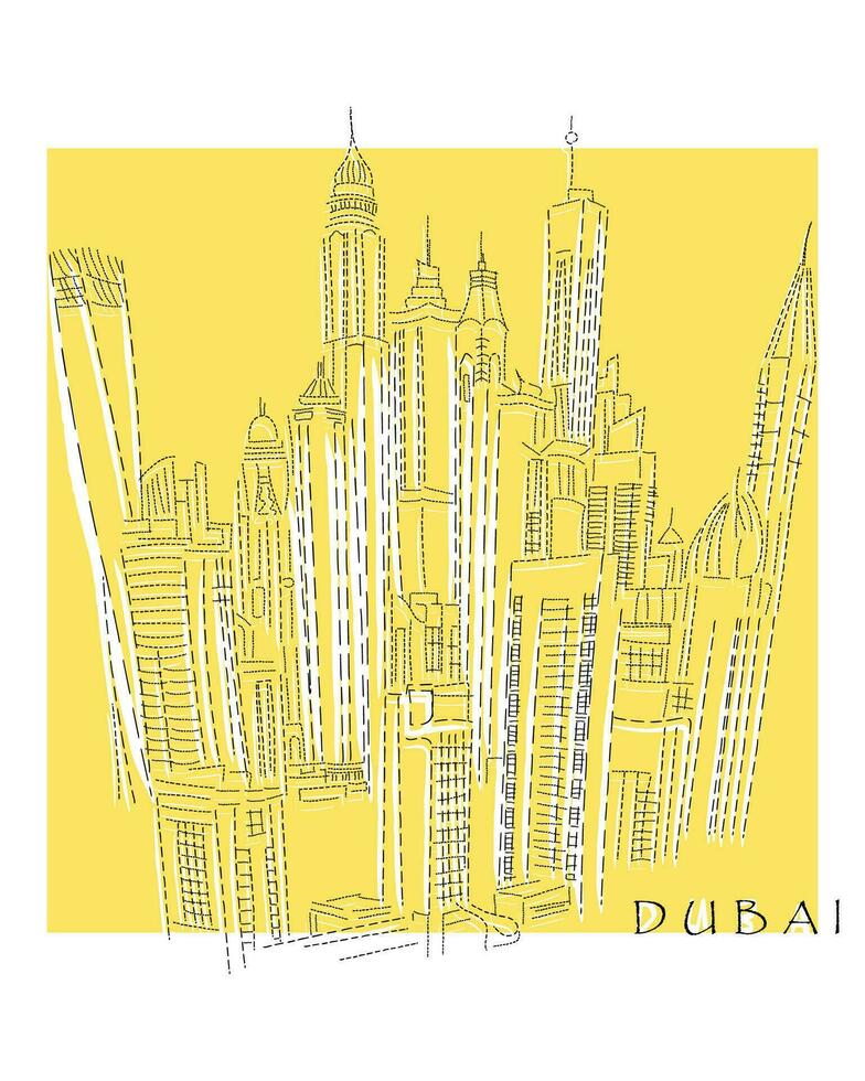 vector Arte de dubai arquitectura. dubai rascacielos Arte.