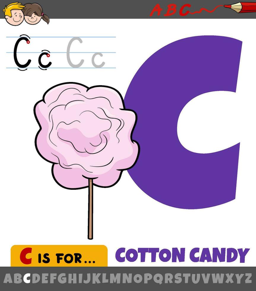 letter C from alphabet with cartoon cotton candy vector