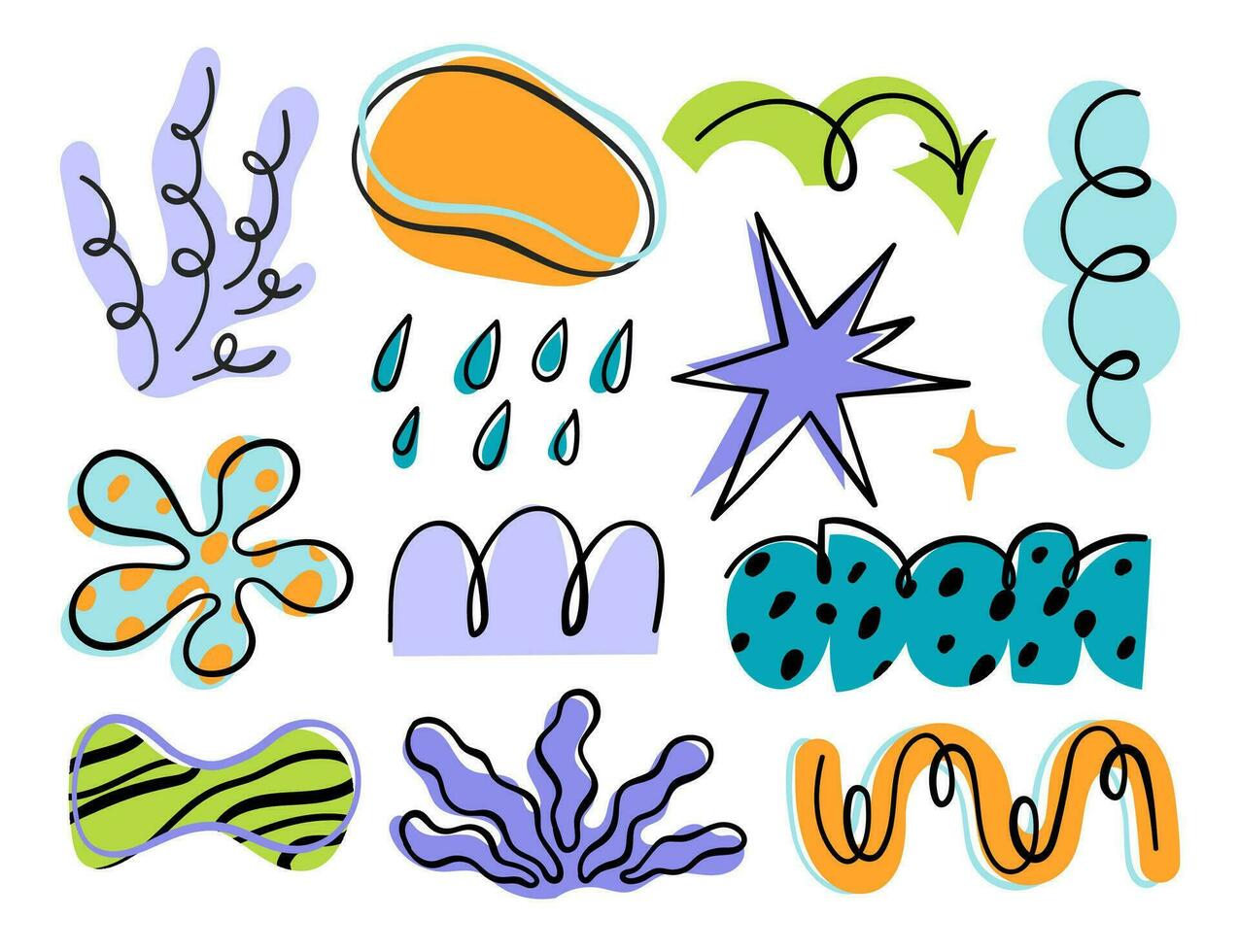 Abstract doodle elements. Hand drawn simple stylized figures vector