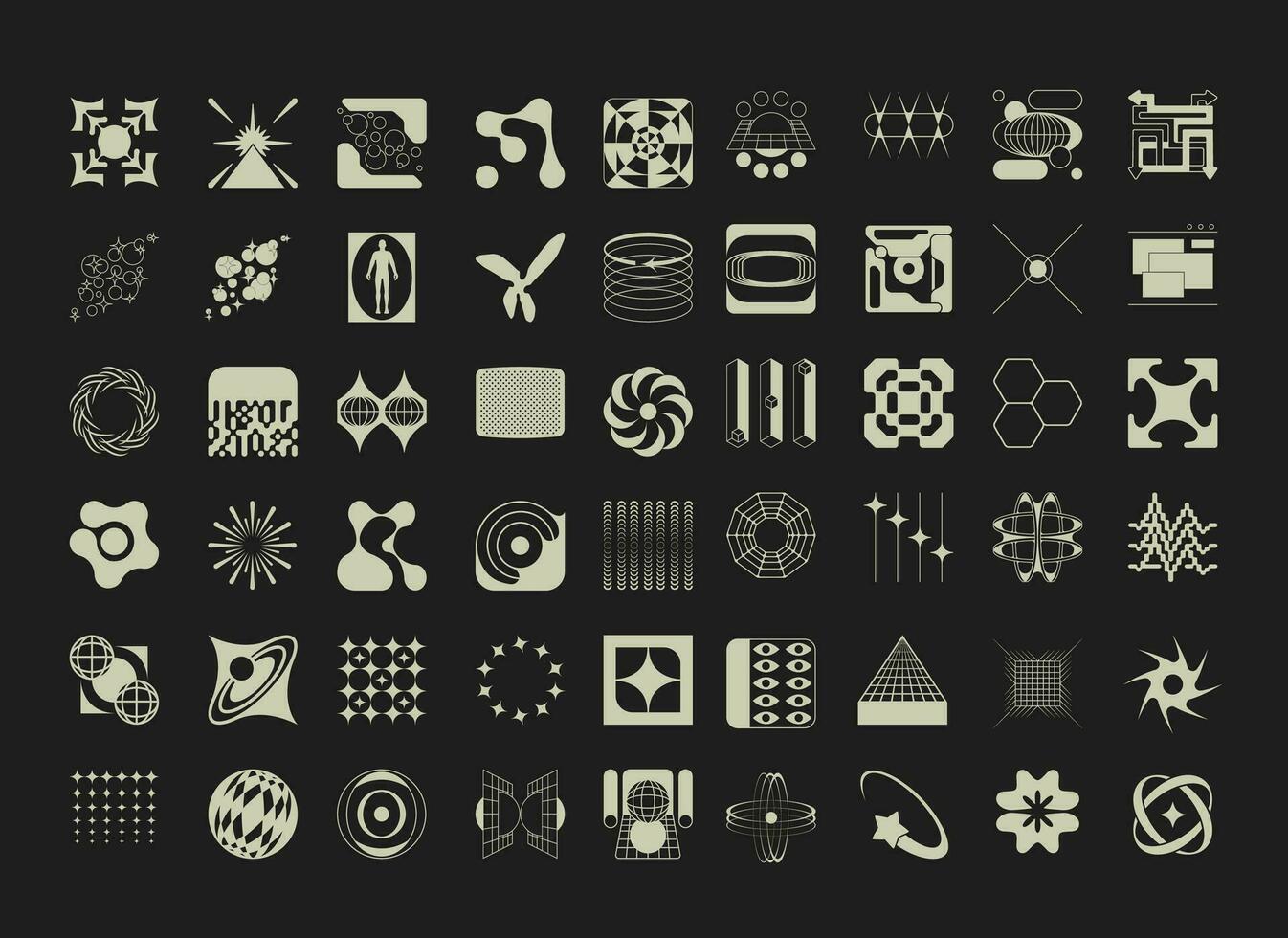 Vector geometric space abstract graphic icons pack