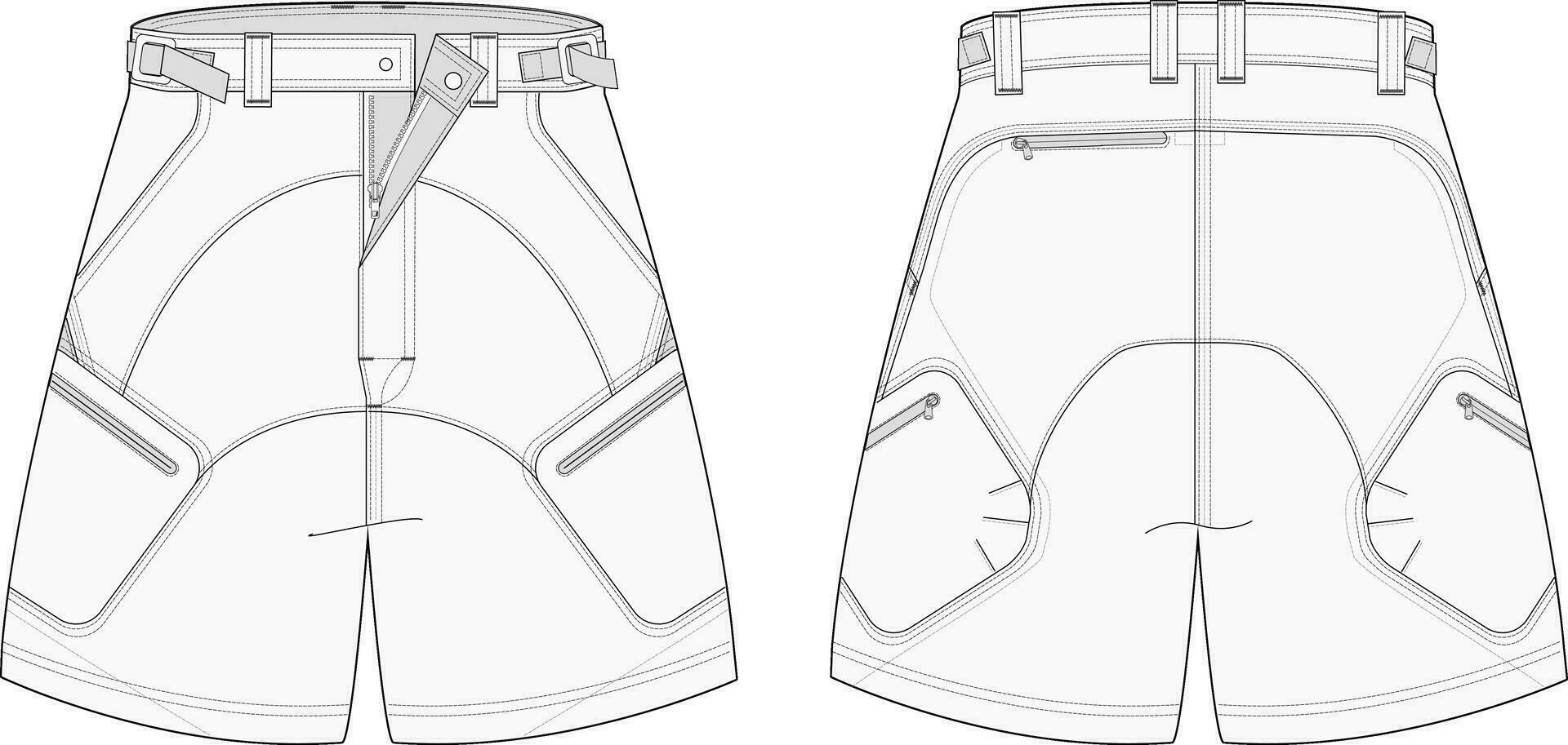 Cargo Shorts Fashion Technical Illustration vector