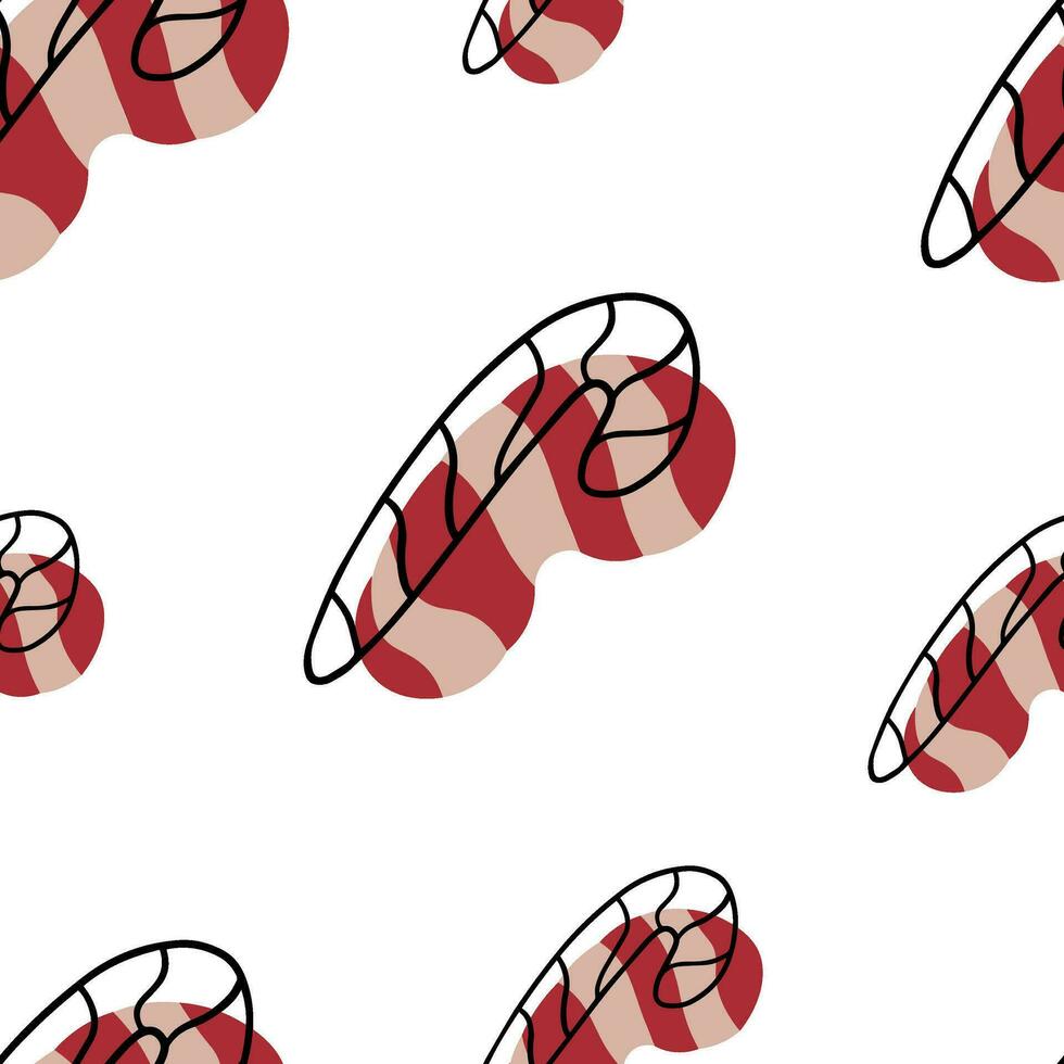 Seamless pattern Candy cane doodle. Sweet Christmas caramel vector
