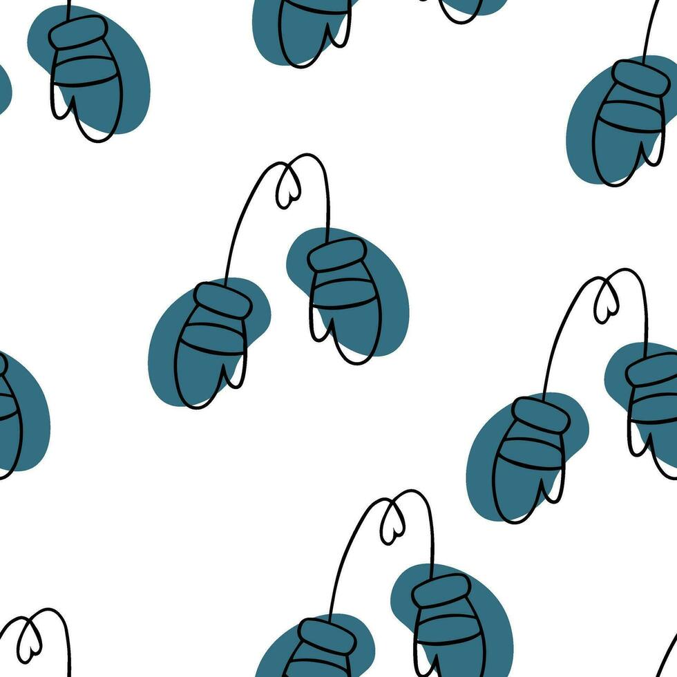 Seamless pattern Doodle mittens. Winter clothes. Mittens. Mittens with elastic band vector