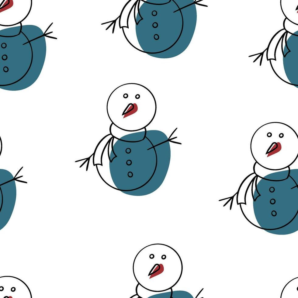 Seamless pattern Doodle snowman. Winter fun. Playing with snow. snow woman vector