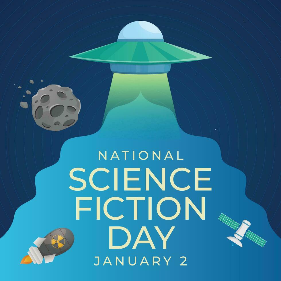 Sci-Fi Celebration Vector Design Template for National Science Fiction Day. Immerse in futuristic visuals with this captivating illustration.