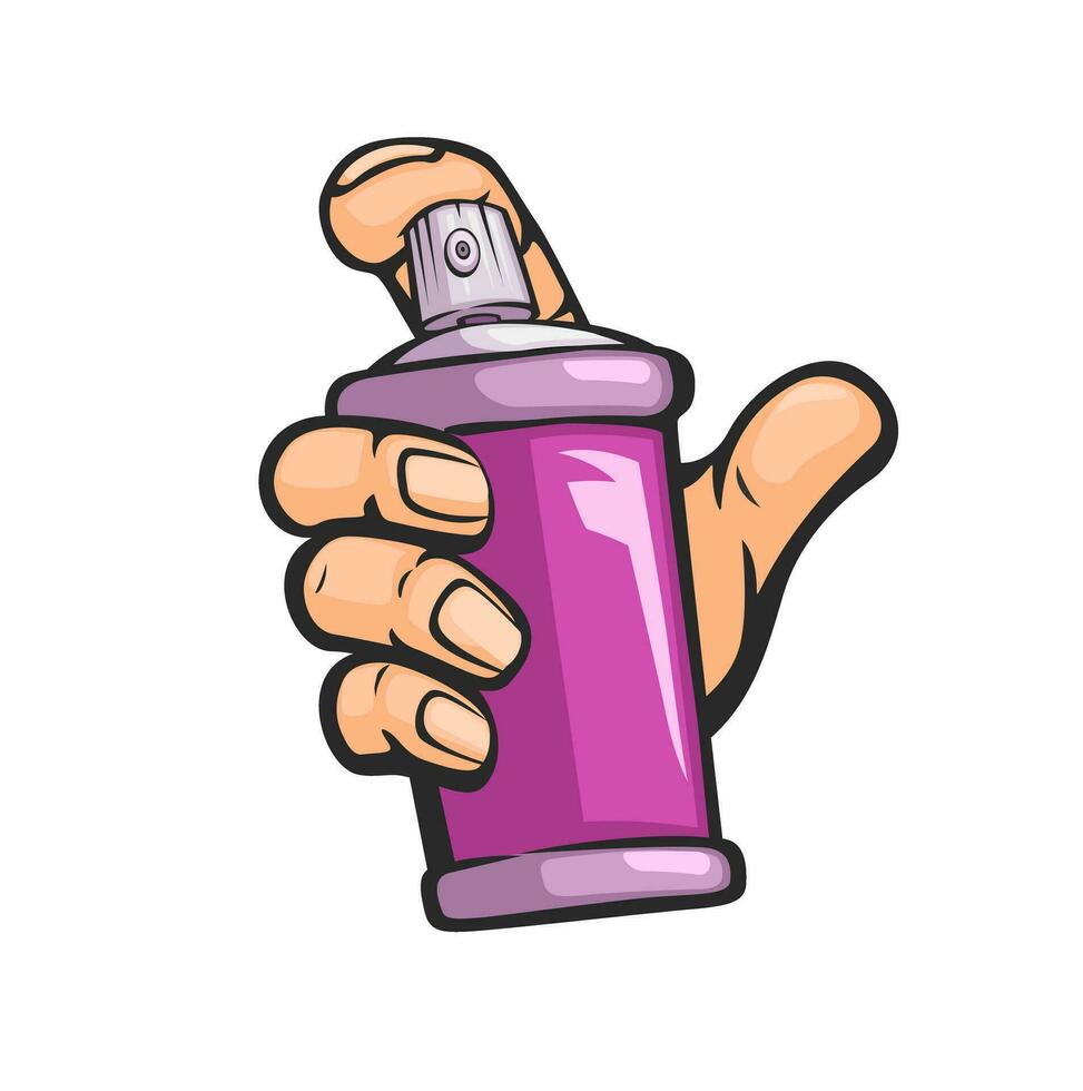 Hand Holding Spray Paint Can Symbol Mascot Cartoon illustration Vector