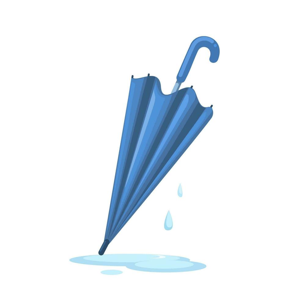 Umbrella On Rain Weather Cartoon Illustration Vector