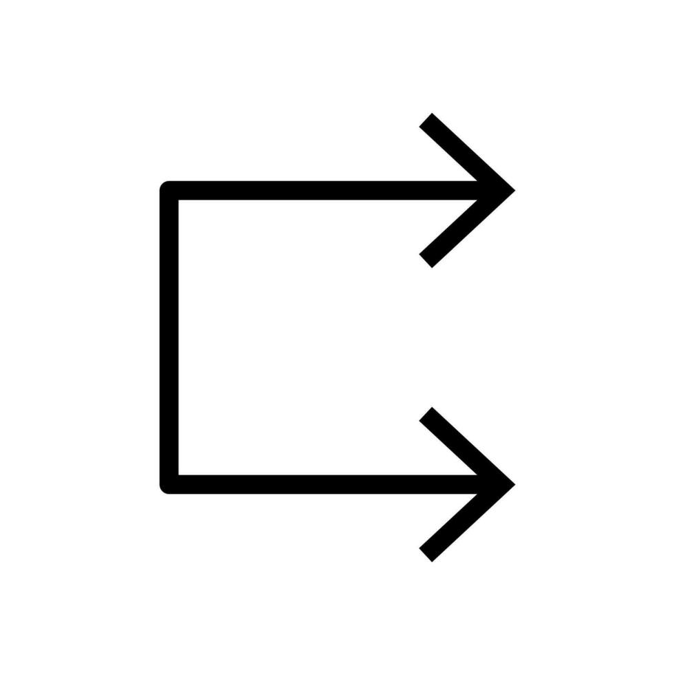 Vector line icon arrow replace pointing in one direction on a black outline. Switch and transfer of data with reverse sign on web illustration. Flip and send refund information to business transaction