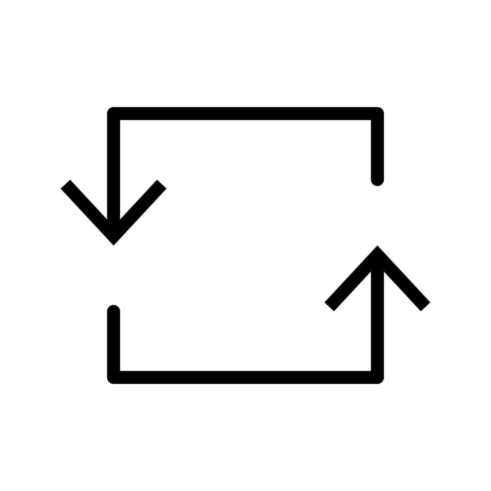 Vector line icon arrow replace pointing in one direction on a black outline. Switch and transfer of data with reverse sign on web illustration. Flip and send refund information to business transaction