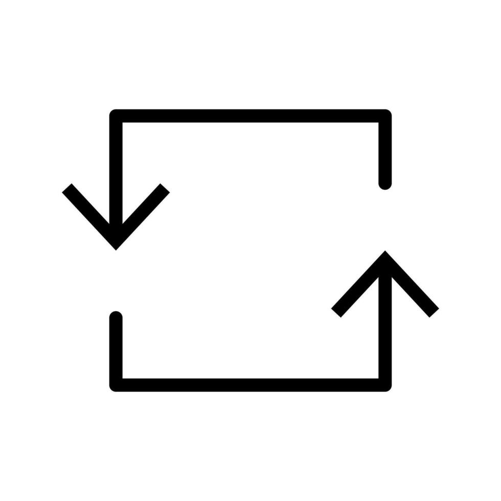 vector línea icono flecha reemplazar señalando en uno dirección en un negro describir. cambiar y transferir de datos con marcha atrás firmar en web ilustración. dar la vuelta y enviar reembolso información a negocio transacción