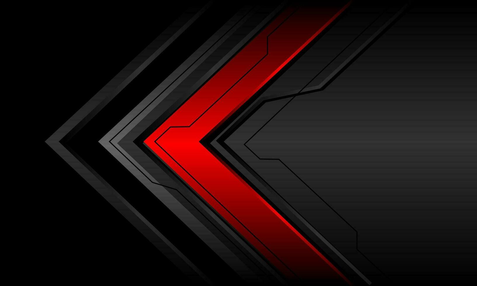 Abstract dark grey metallic red arrow cyber direction geometric on black design modern futuristic technology background vector