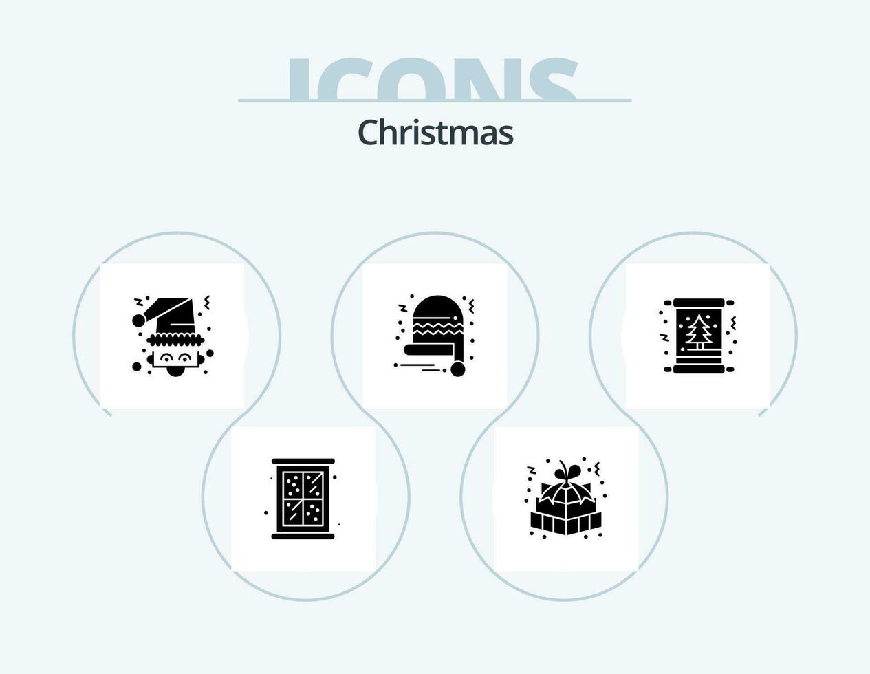 Christmas Glyph Icon Pack 5 Icon Design. christmas. santa hat. gift pack. santa. santa-claus vector