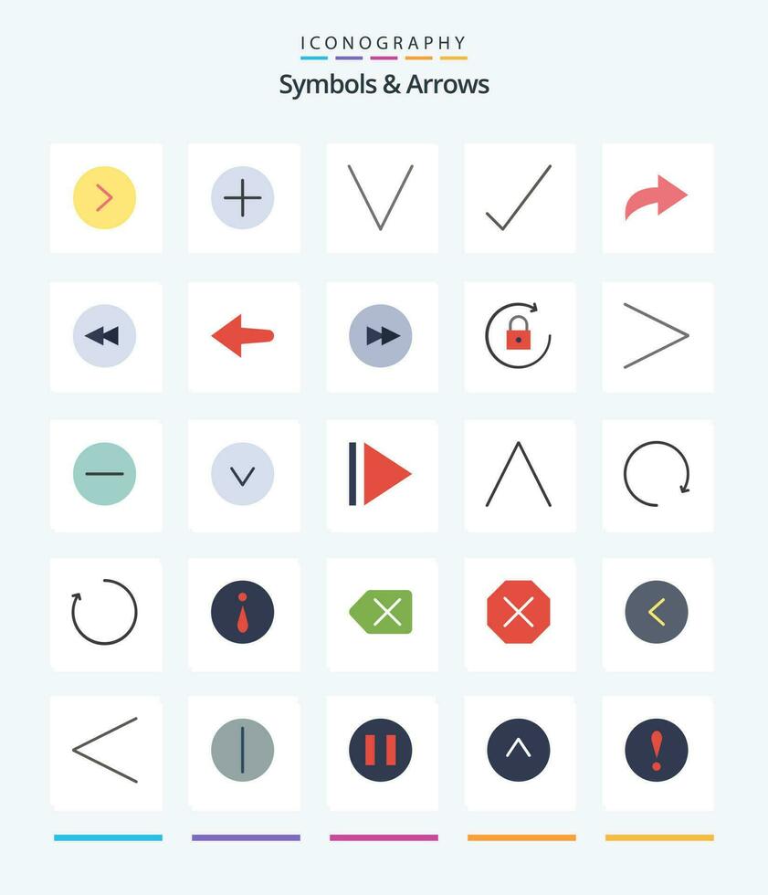 creativo símbolos flechas 25 plano icono paquete tal como flecha. círculo. abajo. hacia atrás. flecha vector