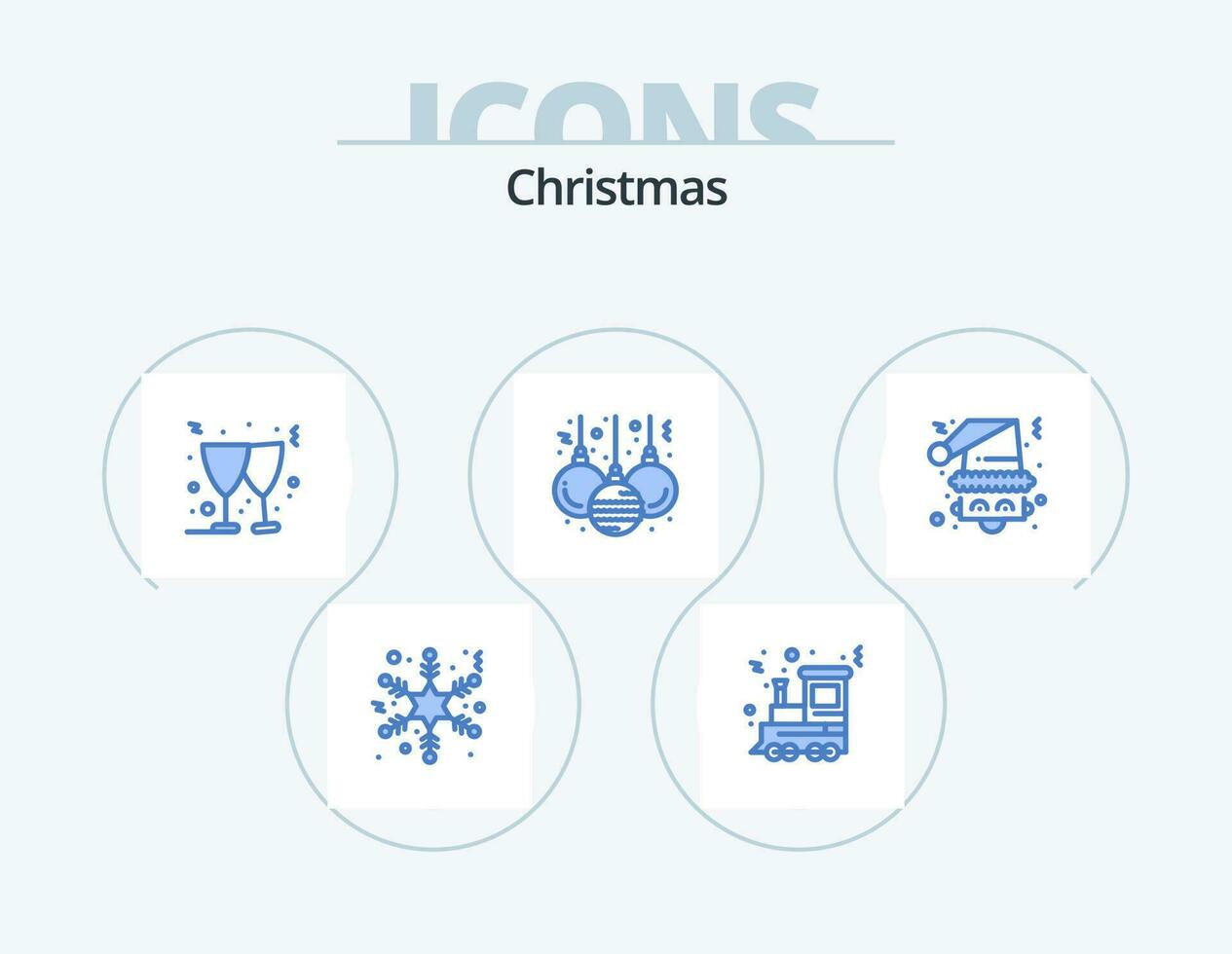 Navidad azul icono paquete 5 5 icono diseño. . Papa Noel. Navidad. noel decoración vector