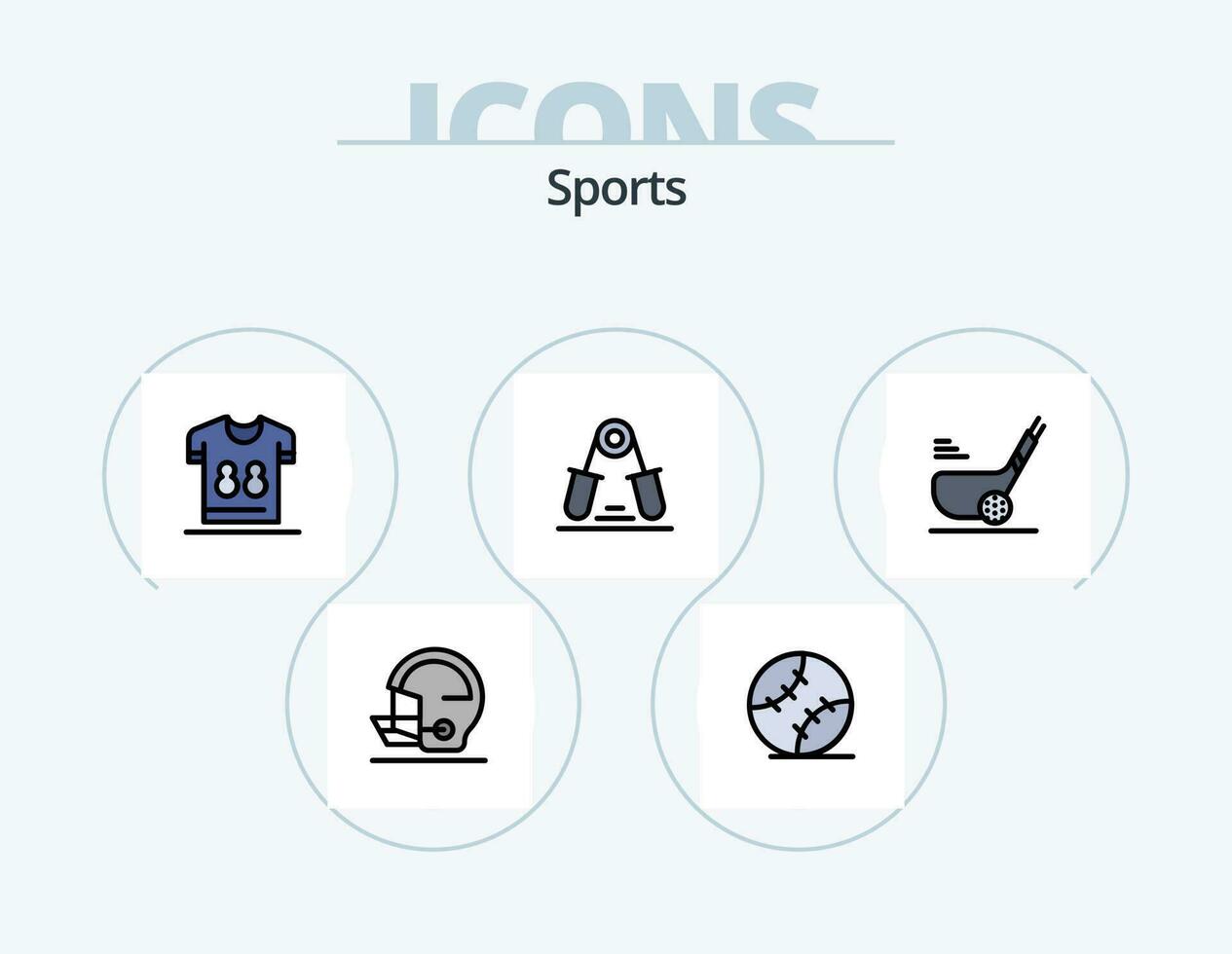 Deportes línea lleno icono paquete 5 5 icono diseño. deporte. snooker pelota. anillos deporte. pelota vector