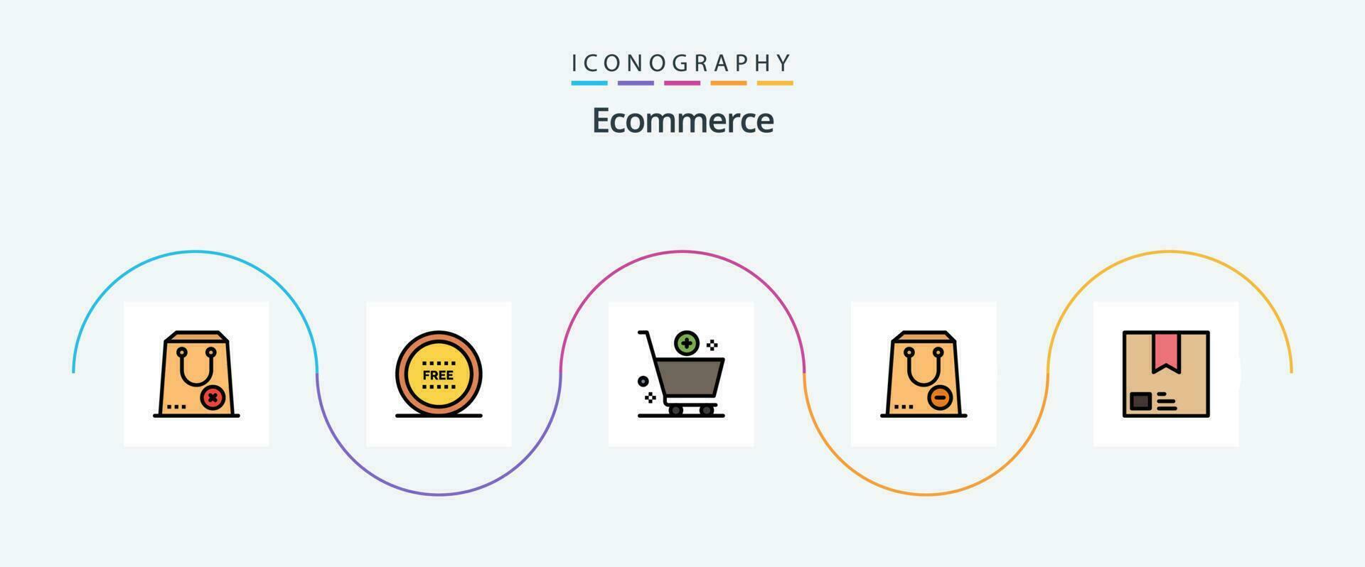 Ecommerce Line Filled Flat 5 Icon Pack Including minus. commerce. line. e. cart vector