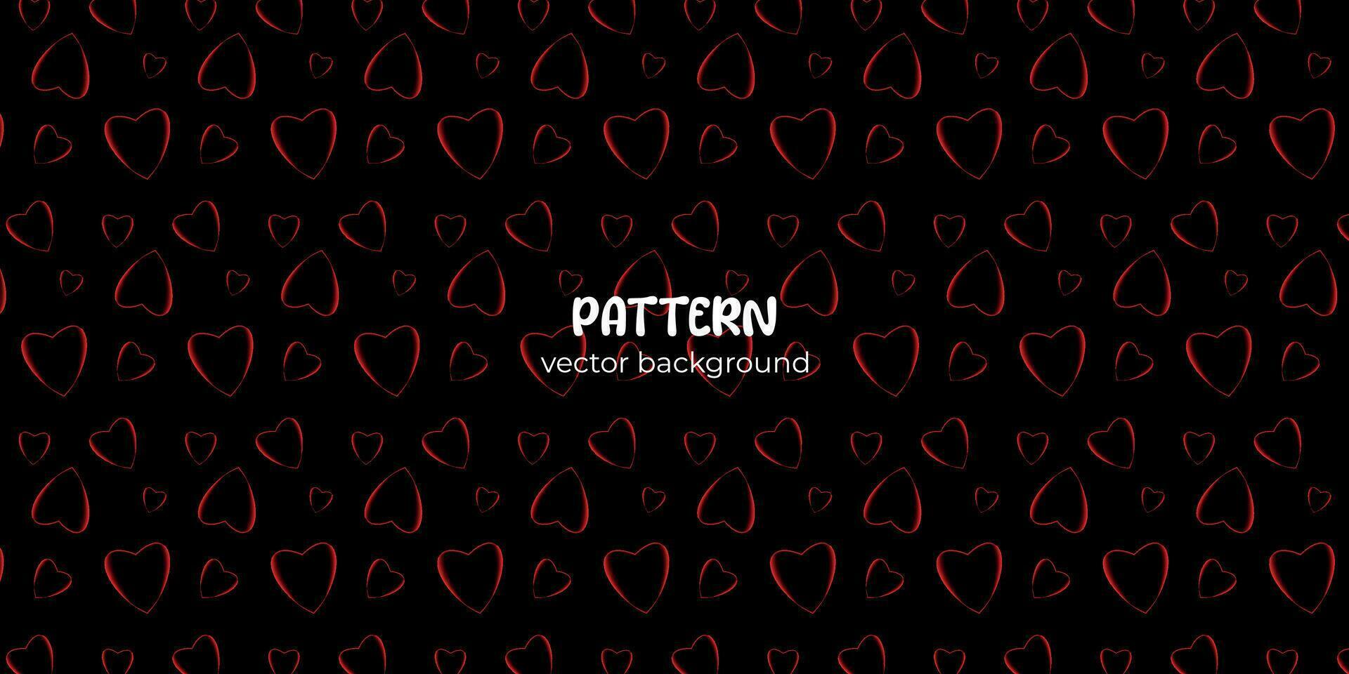 Pattern with red contour hearts, background for posters, stories, product advertisements, booklets, leaflets vector