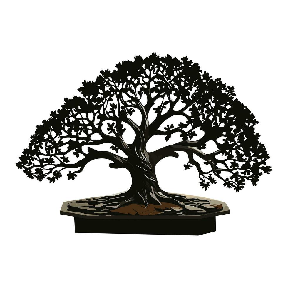 gratis vector bonsai árbol silueta