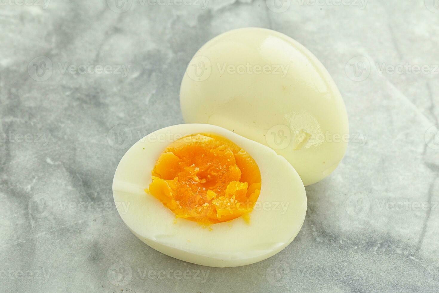 Boiled chicken egg for breakfast photo