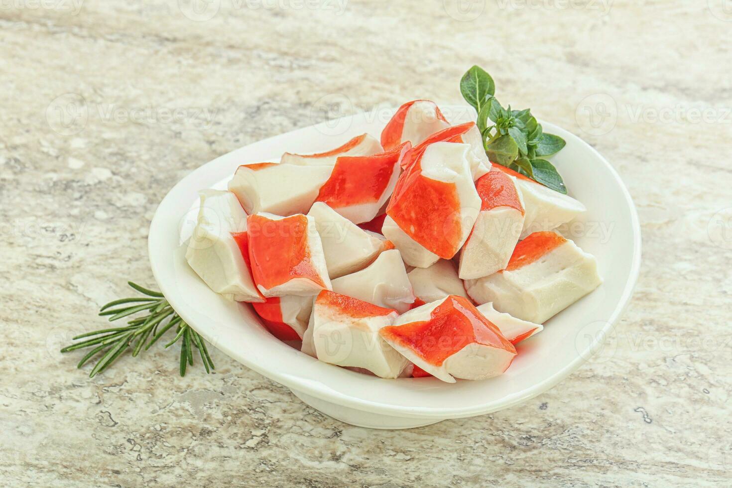 Crab meat surimi in the bowl photo