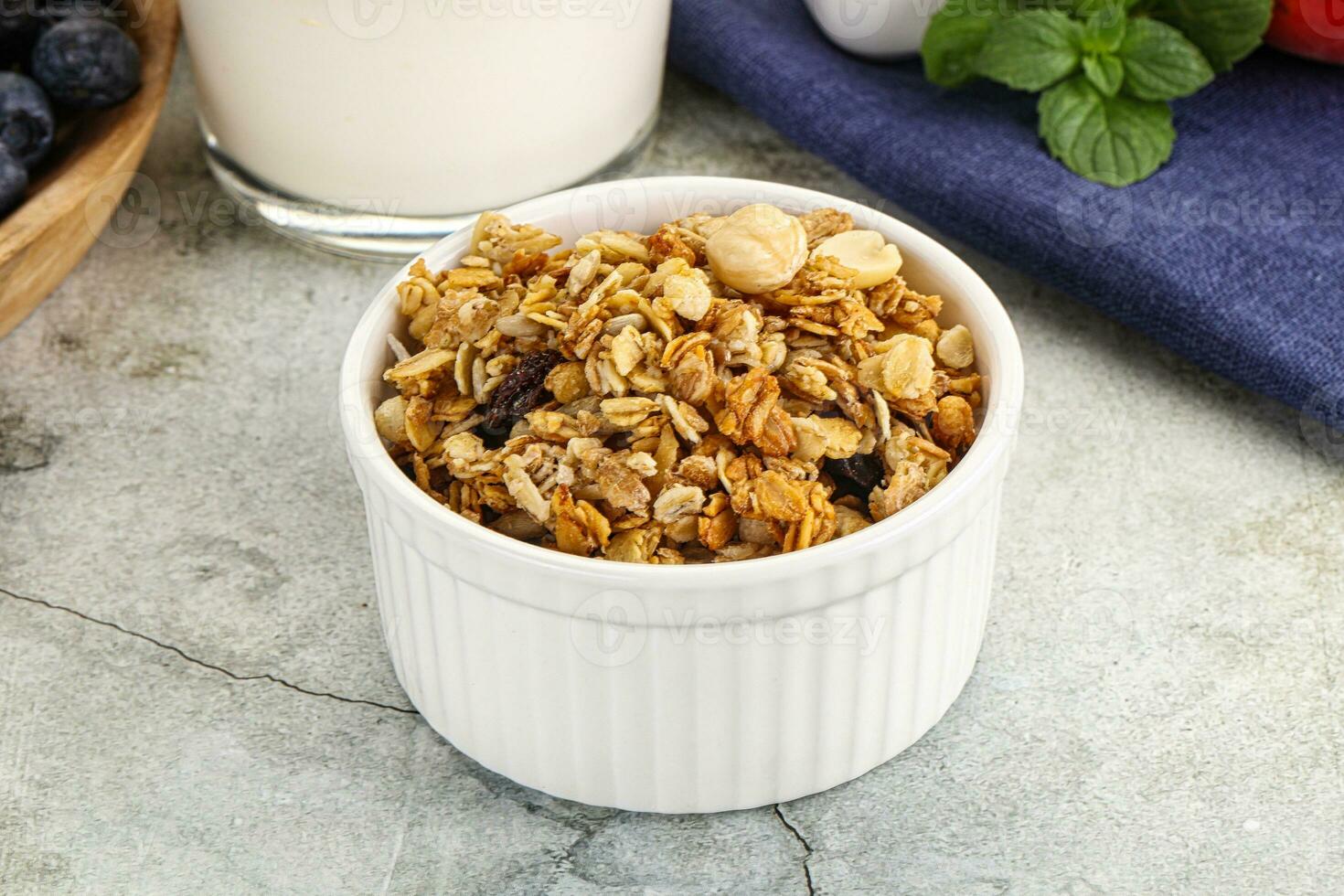 Granola museli cereal for breakfast photo