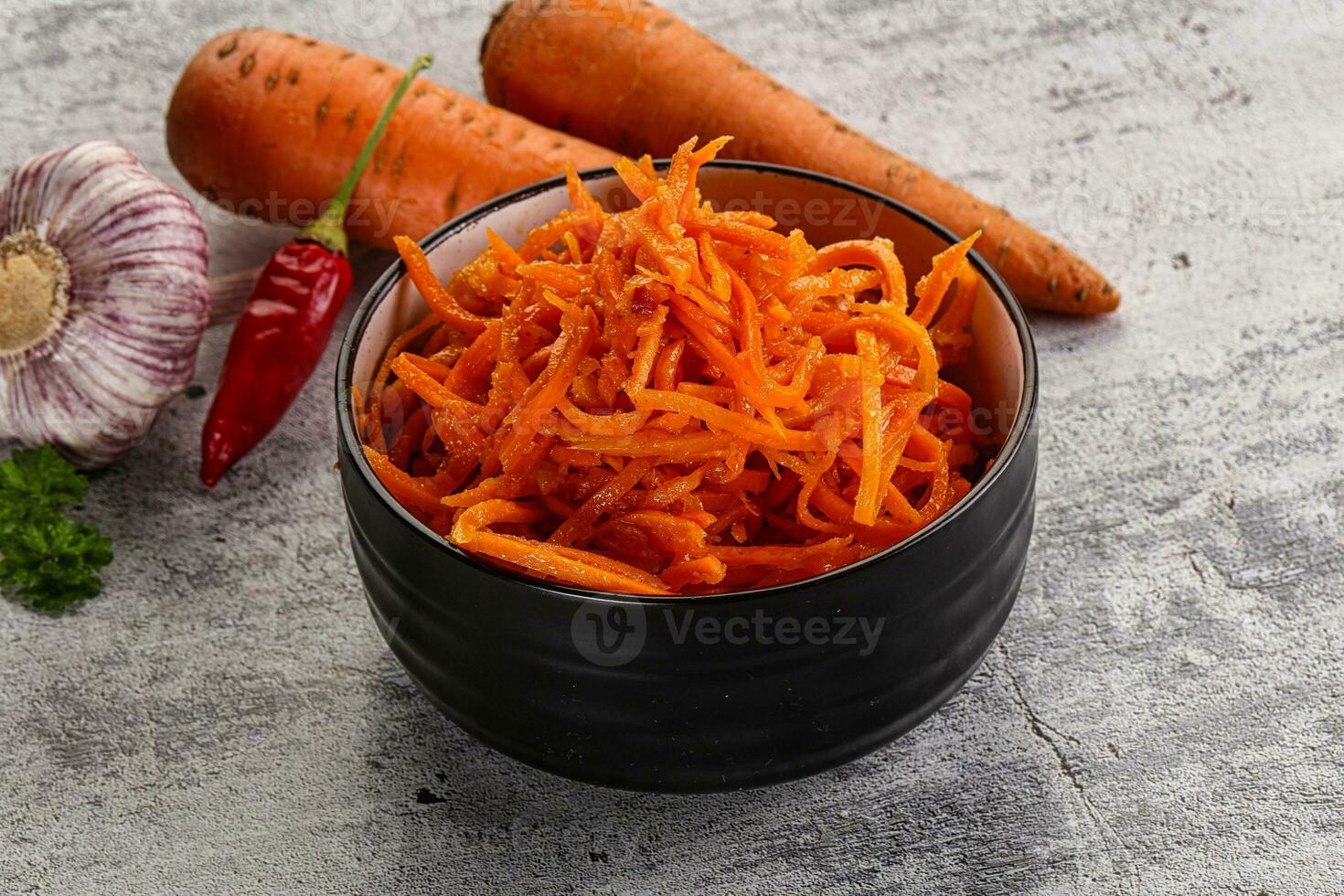 Korean carrot salad in the bowl photo