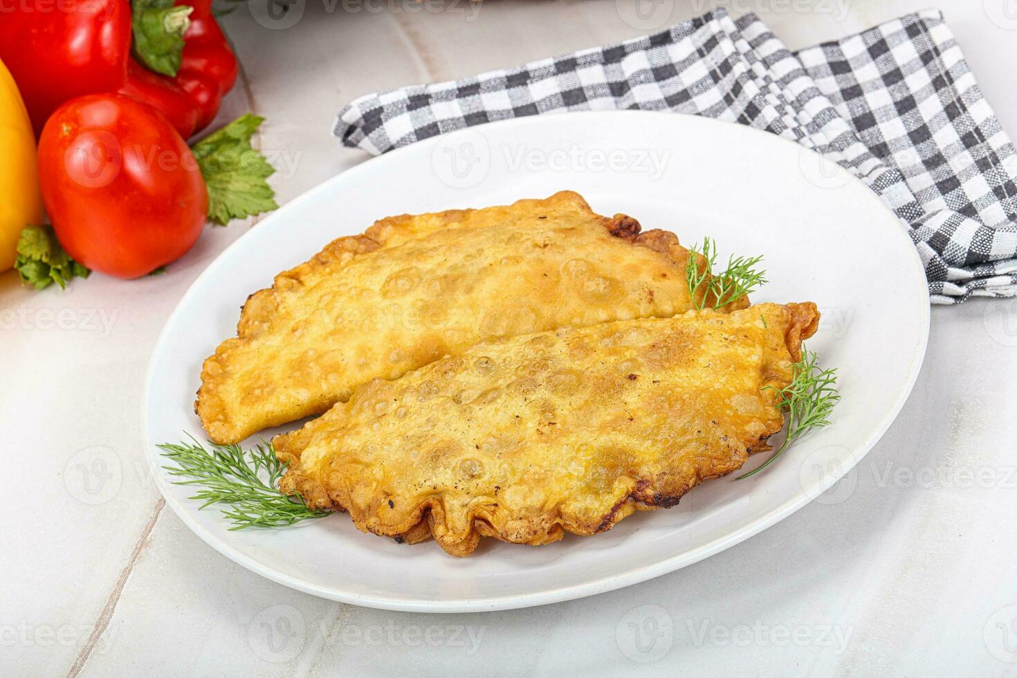 Homemade fried cheburek with meat photo