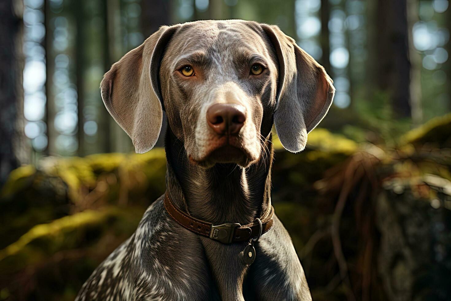 ai generado retrato de Weimaraner cárdigan en un naturaleza cerca arriba recortado foto. ai Arte foto