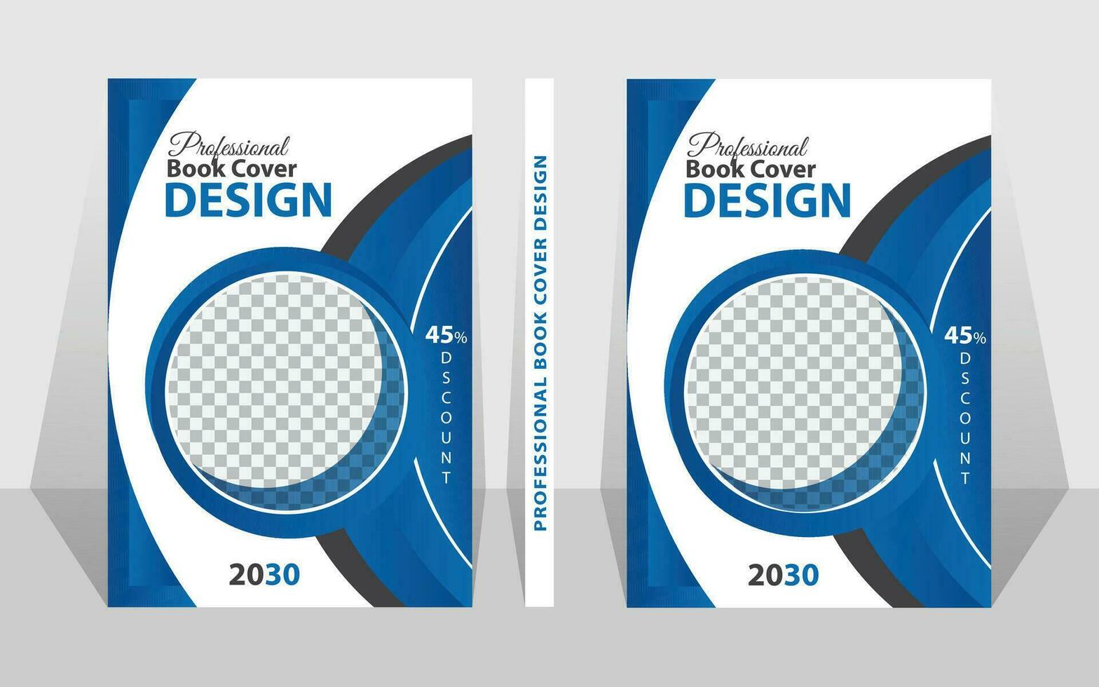 Book cover design template with blue and grey color. vector
