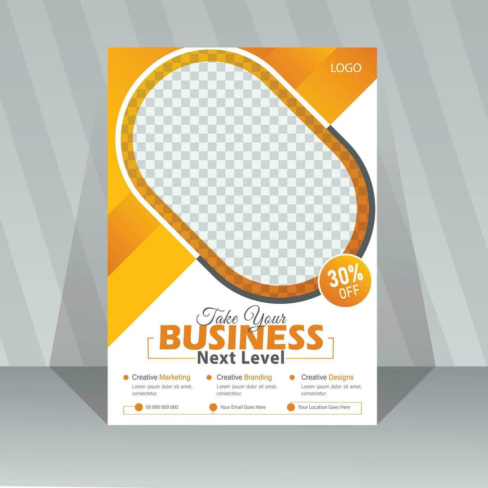 Modern business flyer design template with Graphic Elements and Orange Accents. vector