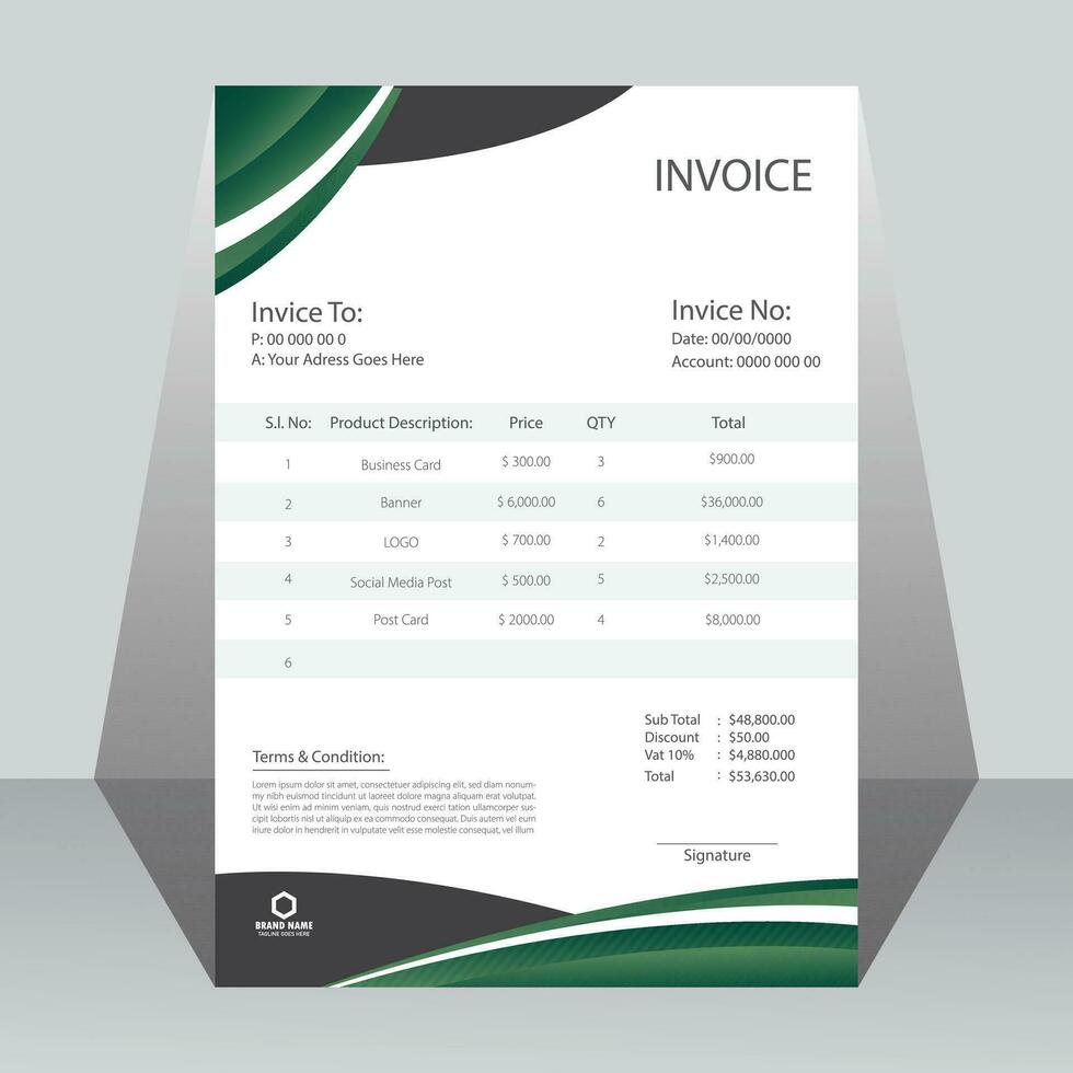 Simple corporate invoice design template. vector