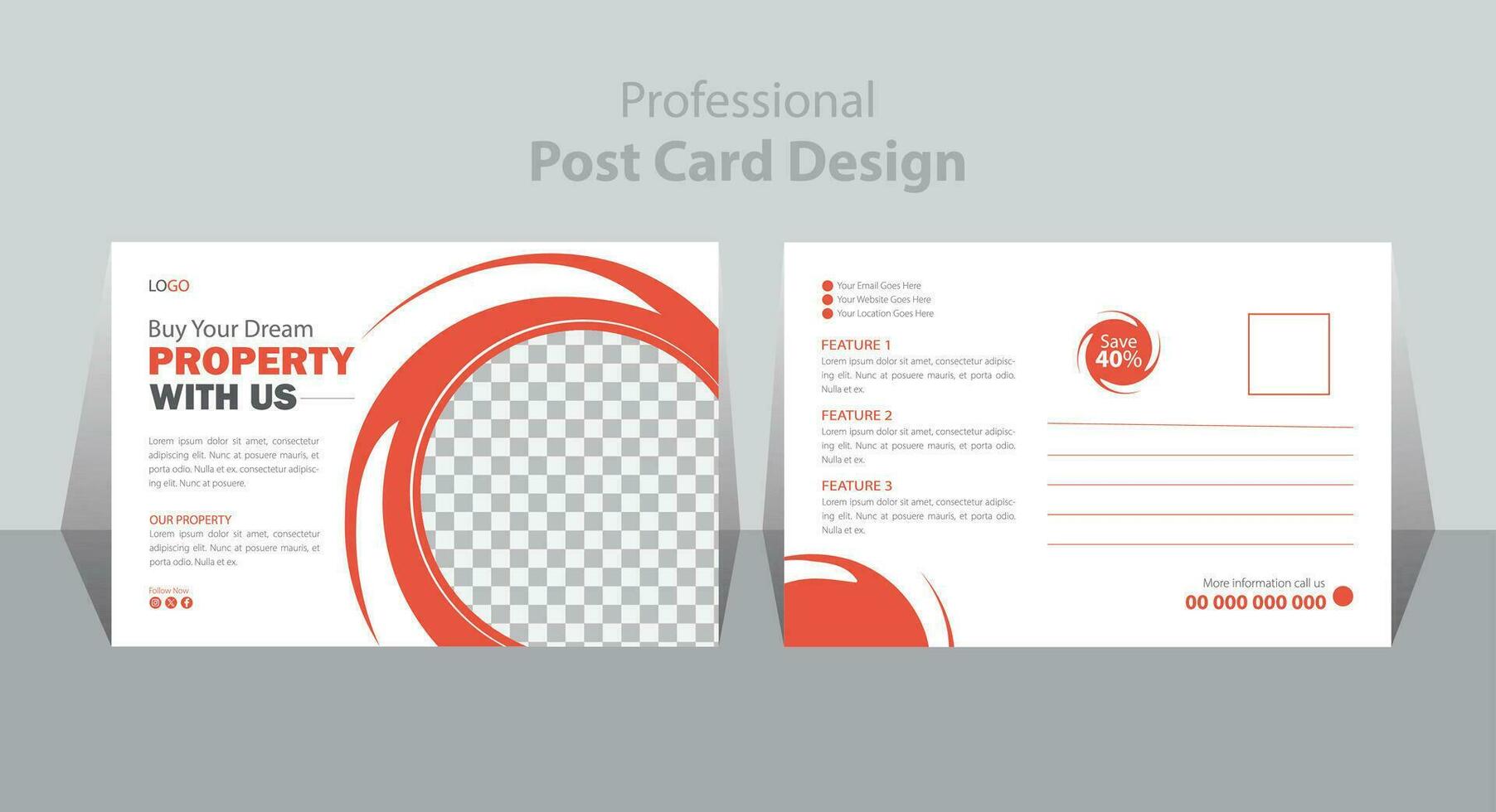 Modern creative real estate post card design template. vector