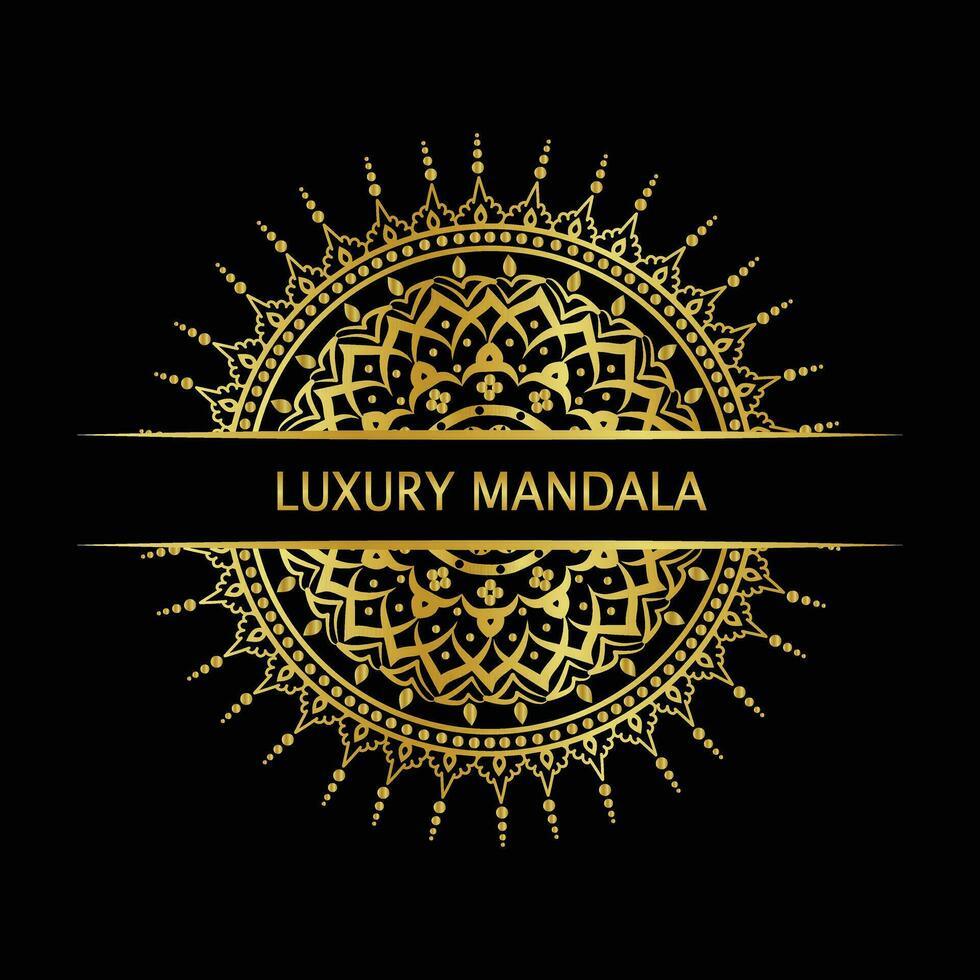 Luxury Mandala Design Template With Black Color Background. vector