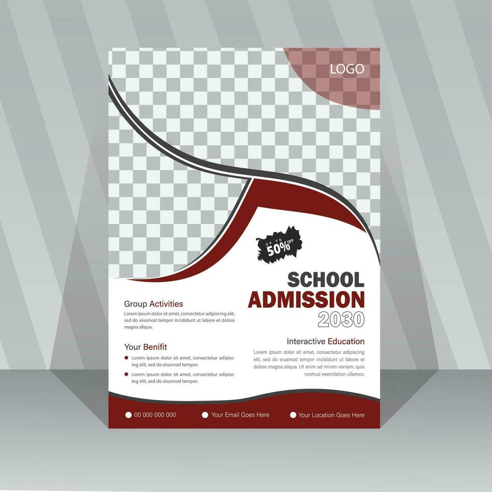 Flyer brochure cover template for Kids back to school education admission layout design. brochure cover layout for social or print. Junior and senior school admission promotion banner. vector