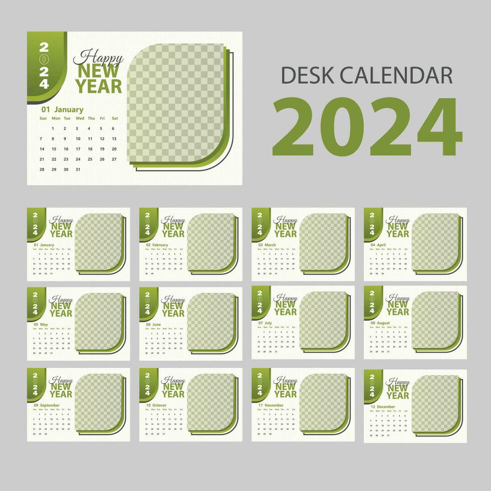 New Desk Calendar 2024 design template. vector