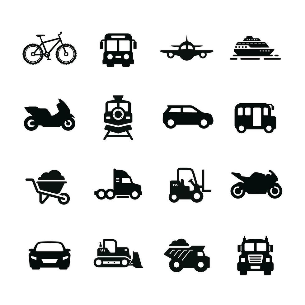 Transport icon set isolated on white background vector