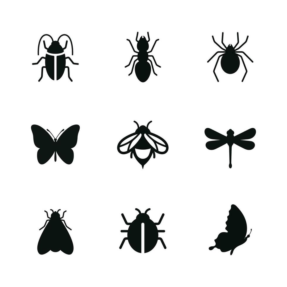 insectos icono conjunto aislado en blanco antecedentes vector