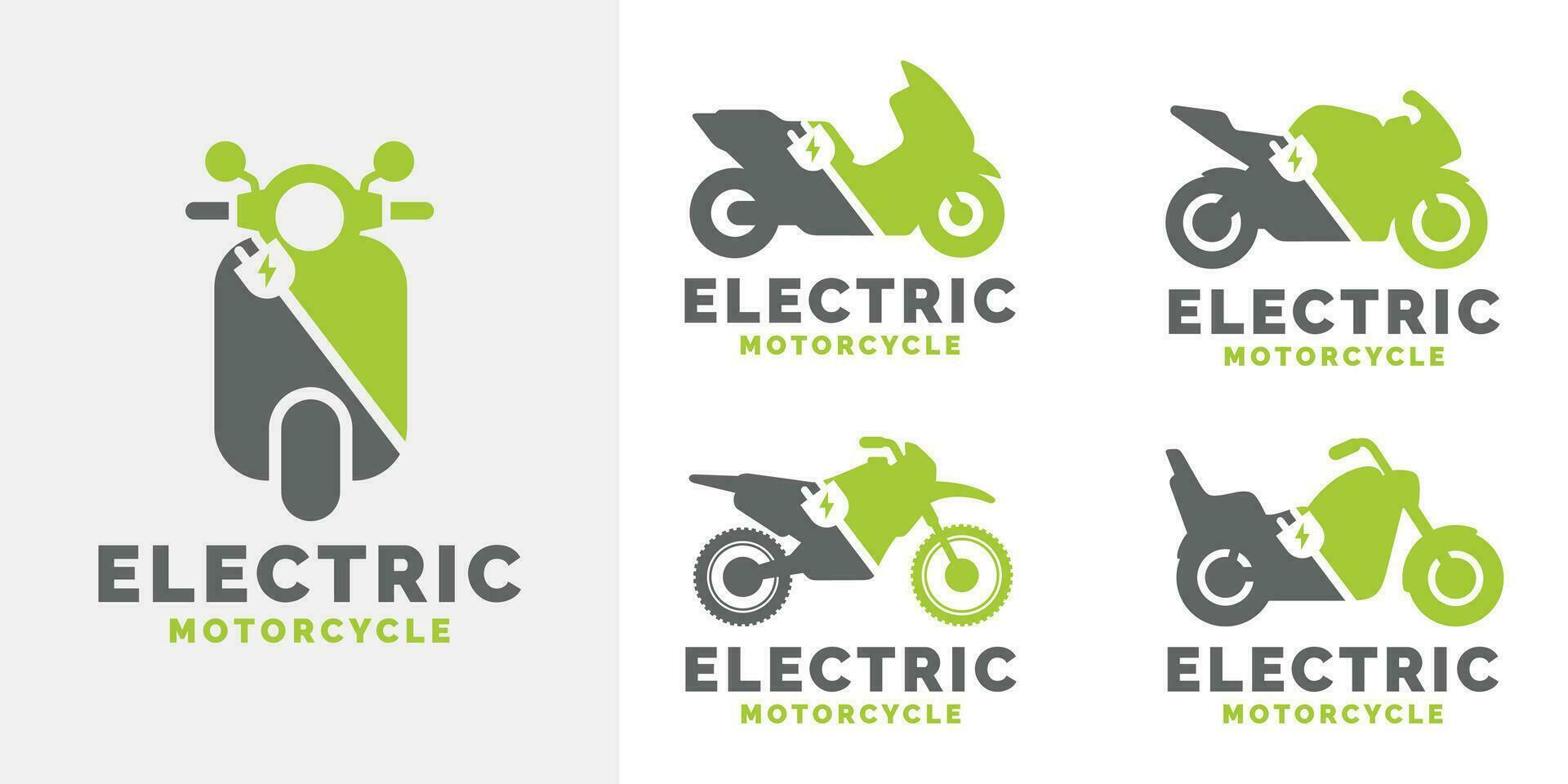 Electric motorcycle logo set design vector