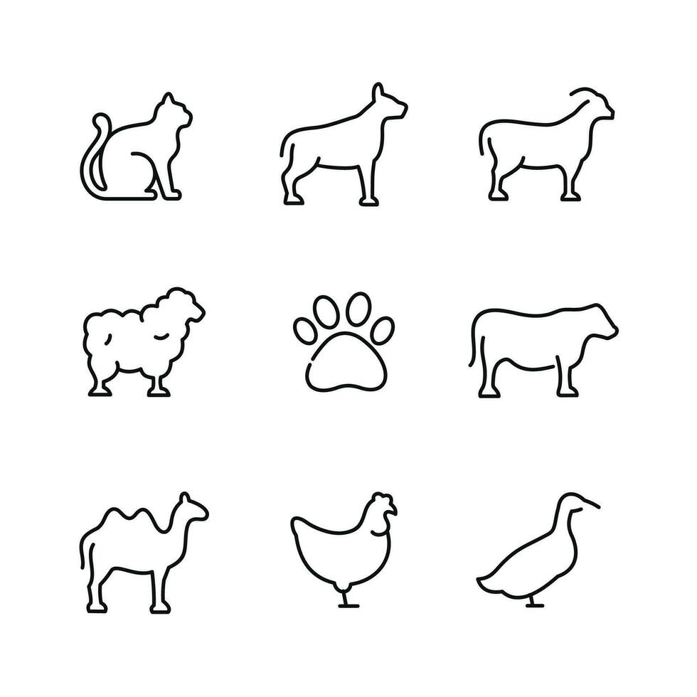 Animals icon set isolated on white background vector