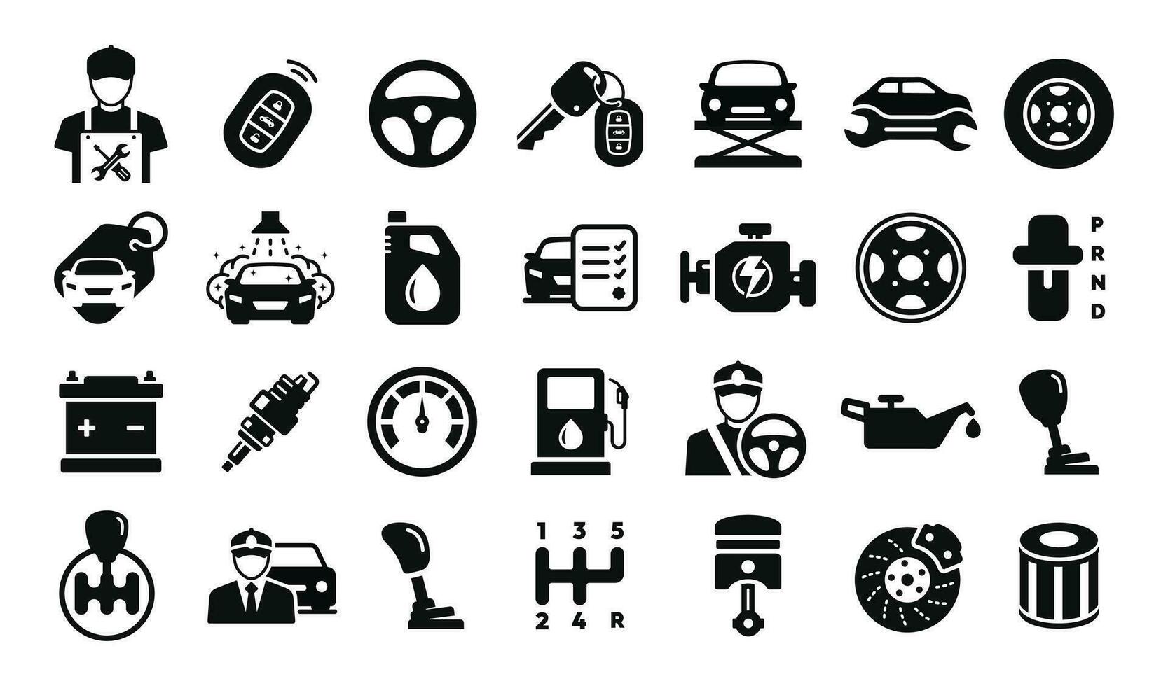 Automotive icon set vector isolated on white background. Car service icon set