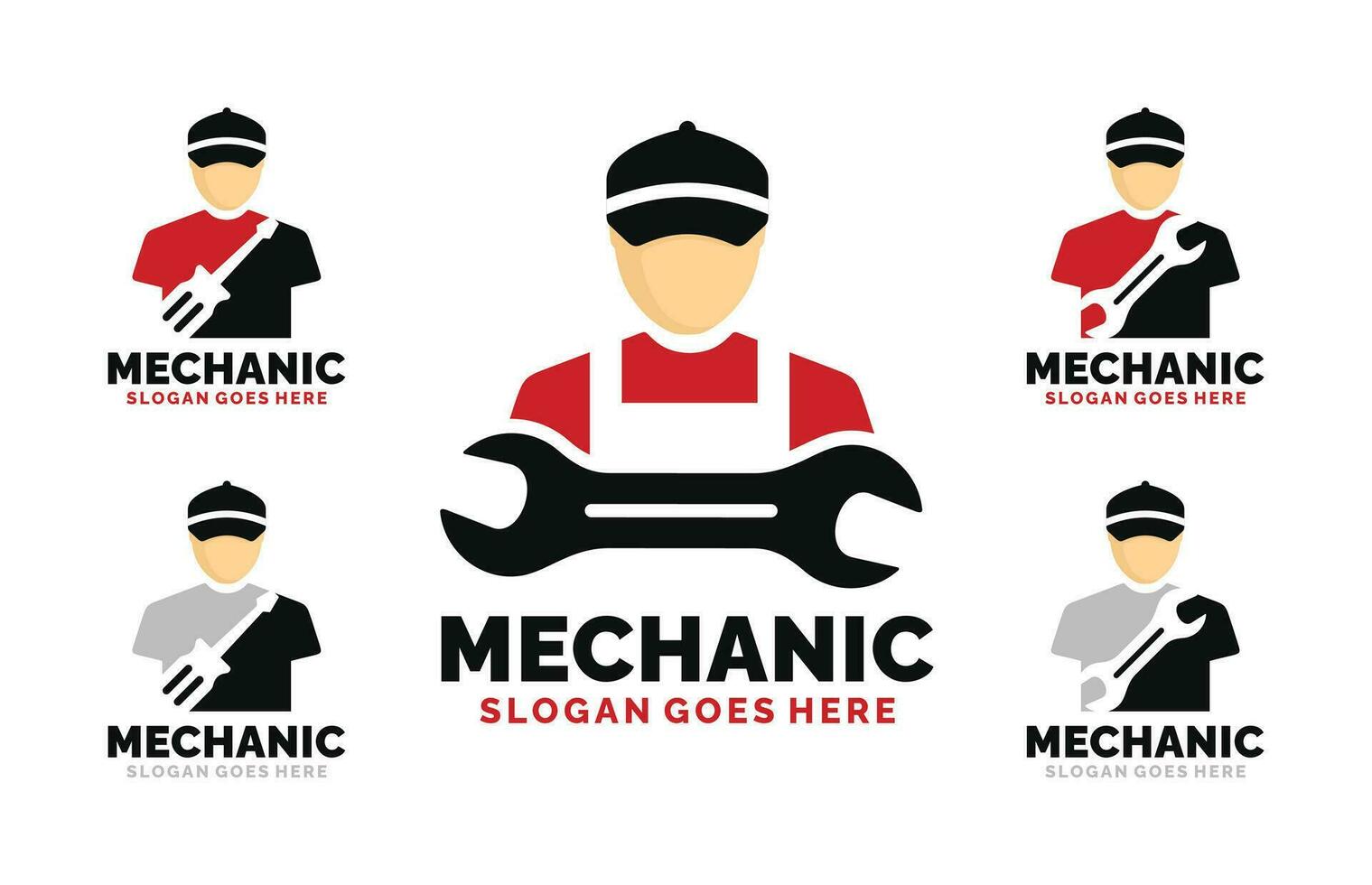 Mechanic logo set design vector illustration