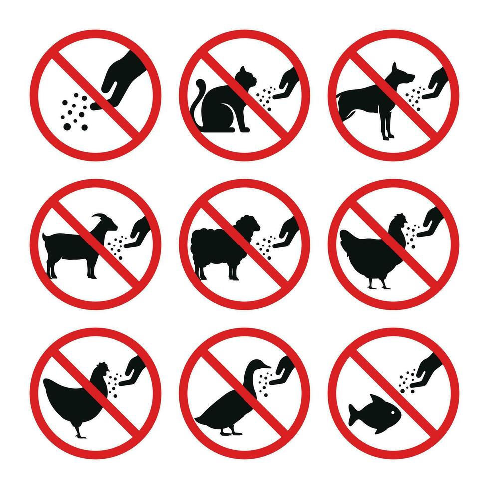 Do not feed the animals icon sign symbol set vector