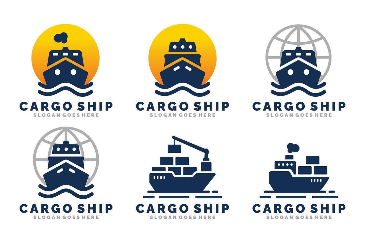 Cargo ship logo set design vector illustration